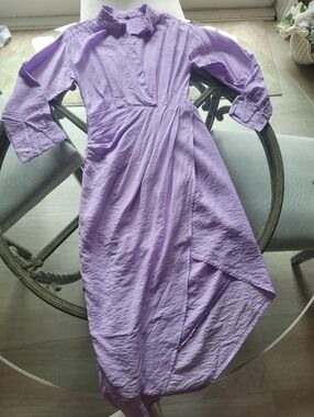 Young Fabulous & Broke Lavender Faux Wrap Midi Shirt Dress Small